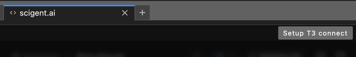 The Setup T3 connect button in the scigent.ai tab