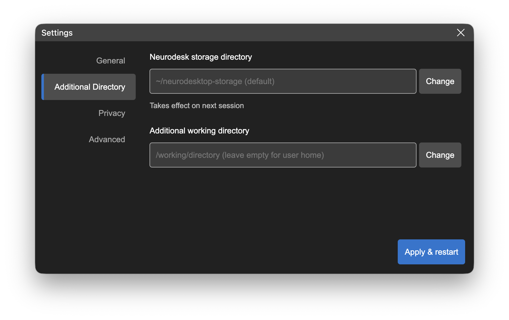 Additional Directory settings interface