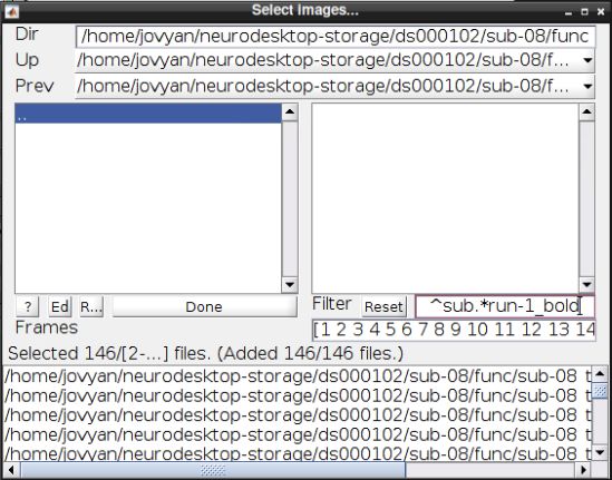 Exactly 146 functional volumes selected