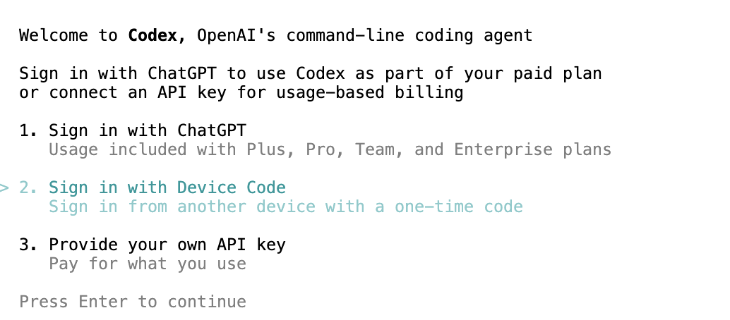 codex setup device code